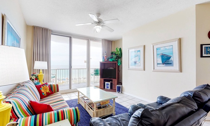 Navarre Beach Condo | Spacious condo with Gulf-front balcony, hot tub & pool - on the beach
