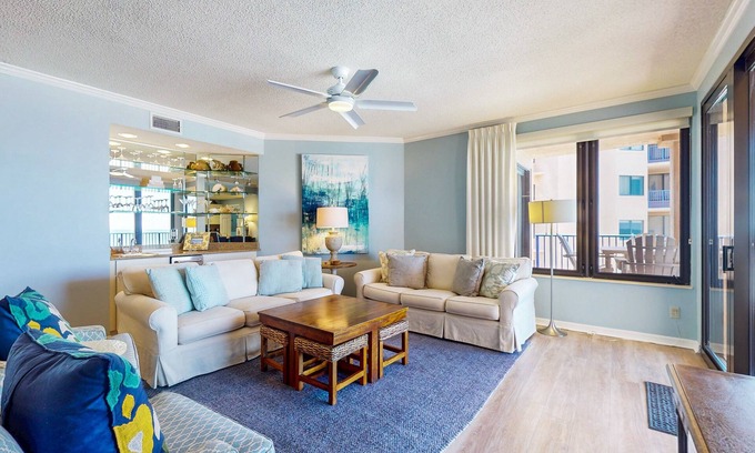 Orange Beach Condo | Spacious condo with views, pool, beach access, & private fishing pier