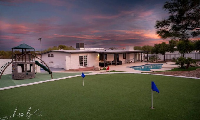Oracle Heights Estates House | Spacious Pomona Oasis with Pool Spa Pickleball Putting Green and Game Room