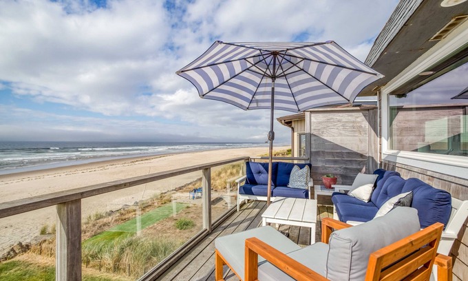 Rockaway Beach House | Spacious Rockaway Beach Oceanfront with King Suite, Panoramic Views, Hot Tub!