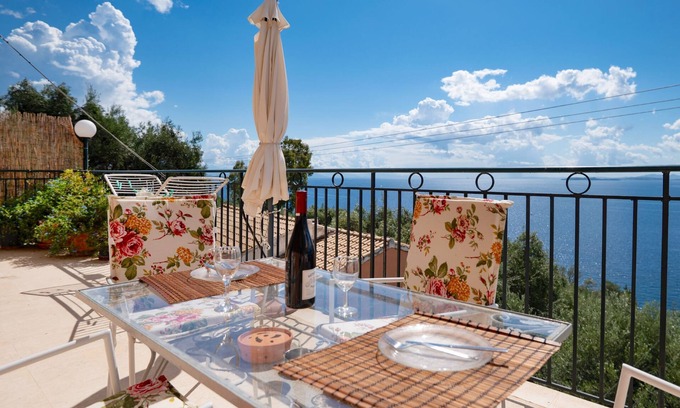 Barbati Villa | Spacious villa, large private pool, fantastic sea views, WiFi. A/C