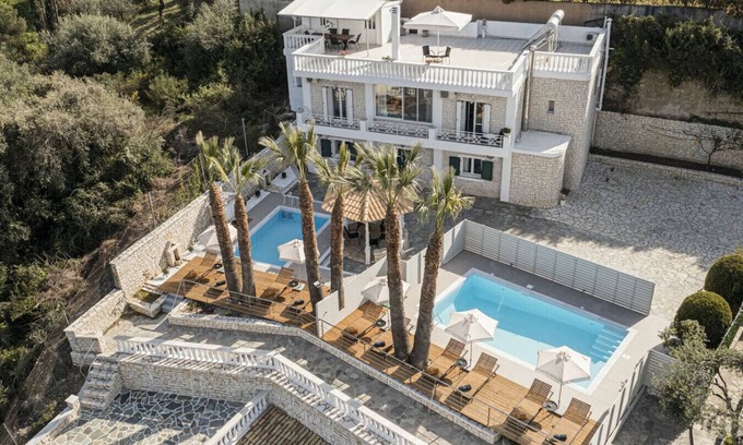 Gouvia Villa | Spacious villa with stunning sea views in Gouvia near Corfu Town, great for multigenerational travel