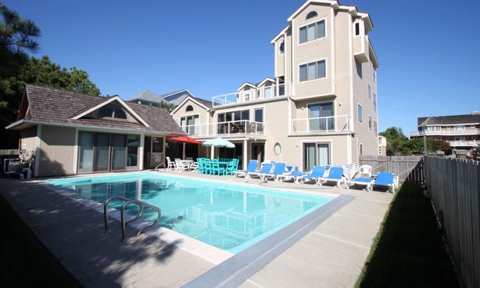 Bethany Beach House | Spectacular 8BR w/Elevator! Sleeps 16 w/Heated Pool, One House to Ocean w/Free Activities