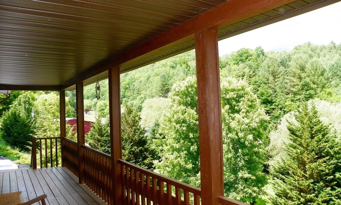Burnsville House | Spectacular mountain views from the front porch rockers and back deck hot tub