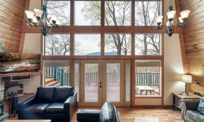 Chalet Village Cabin | Spectacular Mountain Views! 2 Car Garage! Gameroom! Fireplaces! Hot Tub! Ober!