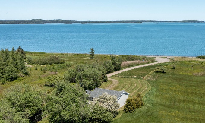 Lubec Cottage | Spectacular two- bedroom beachfront, beautiful lit-up deck for sunset dining!