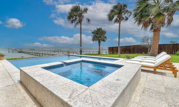 Rockport House | Spectacular waterfront estate with private pool, pool spa, fast WiFi, AC, & dock