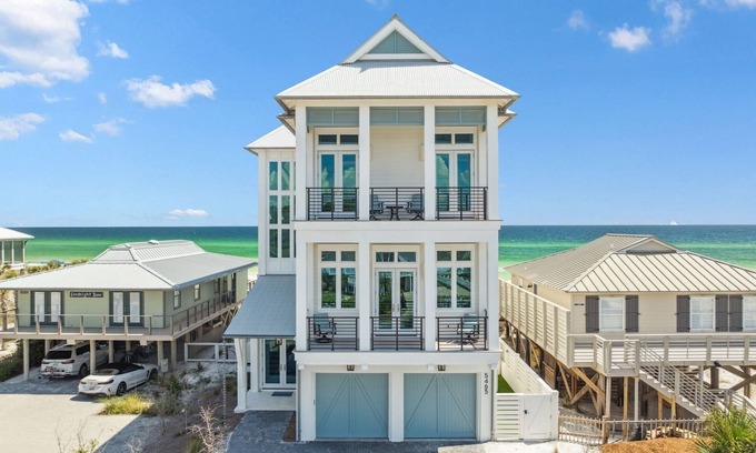 Dune Allen Beach House | Spend Fall by the Gulf! Gulf Front! Hot Tub! Private Beach! Firepit! Elevator! EV Charger!