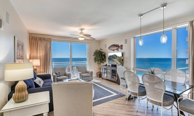 West Panama City Beach Condo | Splash Resort, Lazy River Pool and on-site Water Park, Free Beach Service