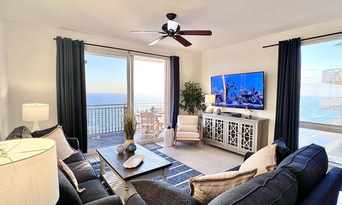 West Panama City Beach Condo | Splash Resort , 2 Beachfront Master bedrooms, 3 Balconies, Free Beach Chair Set