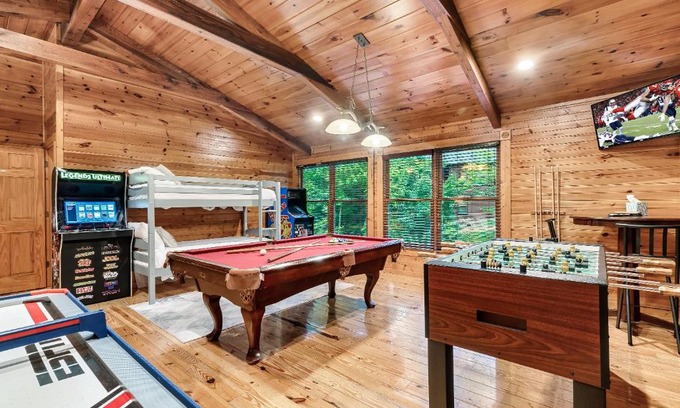 Gatlinburg House | Stay and Play at The Ryland: Private Game Room & Community Pool Retreat