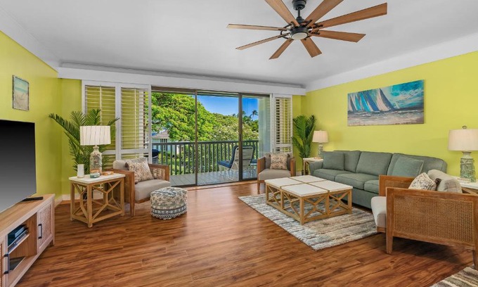 Poipu Apartment | Step to beach New Quiet Kiahuna Plantation Remodeled 2 bedroom condo with AC