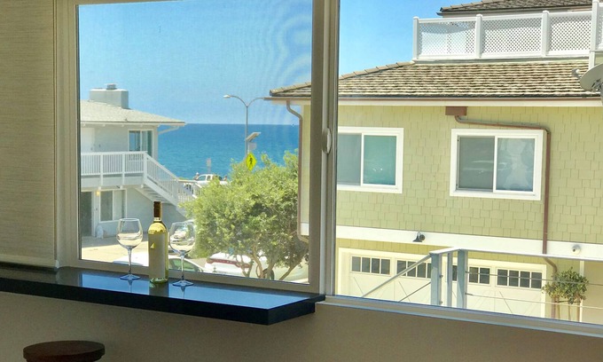 Carlsbad Apartment | Steps to sand! Ocean view, Walk to village, family friendly, A/C!