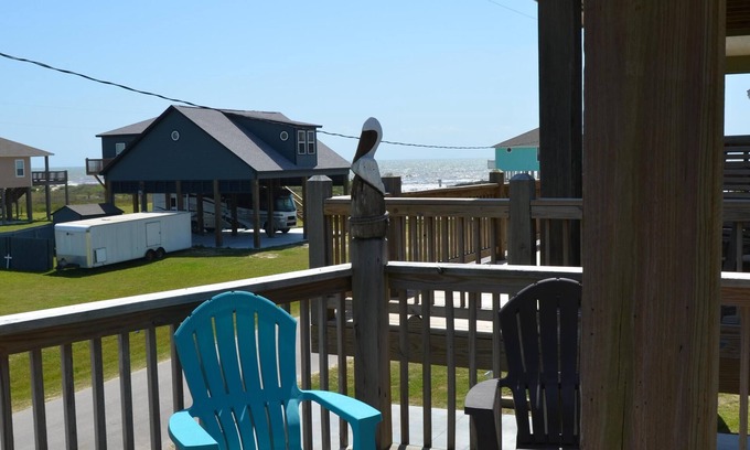 Crystal Beach House | Steps To The Beach And Ocean Views From Front And Back Of House!
