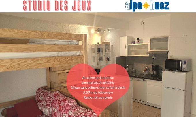 Jeux Apartment | Studio des Jeux - Alpe d'Huez Hyper Centre - 4-5 personnes - Wifi