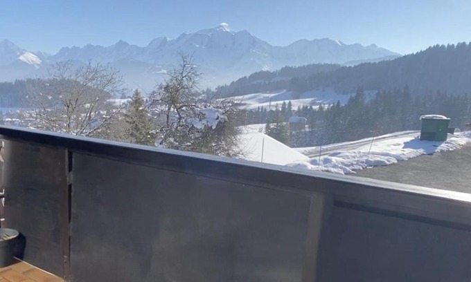 Cordon Apartment | Studio lumineux avec vue sur le Mont Blanc