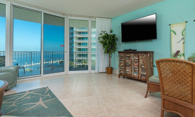 Orange Beach East Condo | Stunning 2BR Unit B508 at The Caribe with Beautiful Bay Views!