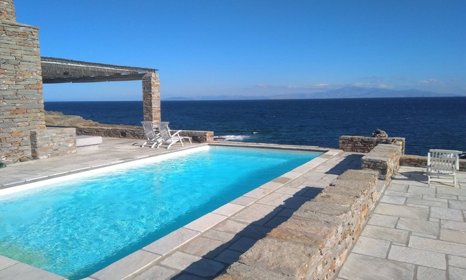 Kea Villa | Stunning family waterfront villa with panoramic sea views and a private pool