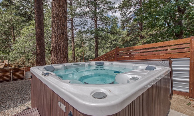 Fern Valley House | Stunning Fern Valley cabin with forest views & private hot tub - dog-friendly