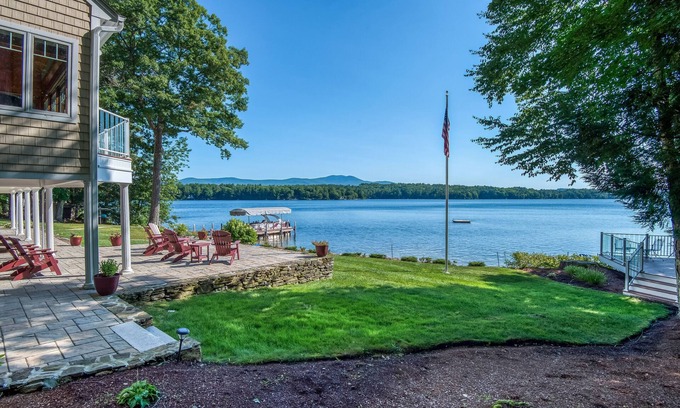 Moultonborough Cottage | Stunning lakefront gem with full water view, beach access & dock