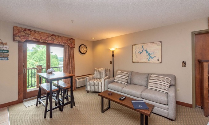Thayerville Apartment | Suites at Silver Tree A213: Studio Suite with Lake View, Sleeps 4, Cozy Fireplac