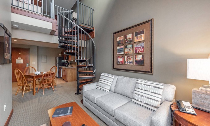 Thayerville Apartment | Suites at Silver Tree A311: One Bedroom King Suite with Loft and Lake View!