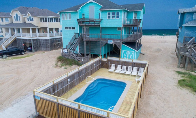 Avon House | SUMMER SAVINGS - Oceanfront Dog Friendly w/Pool, Hot Tub, Elevator, Game Room