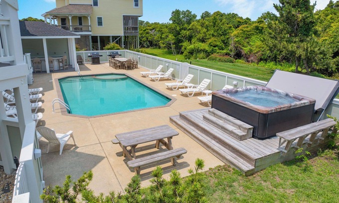 Hatteras House | SUMMER SAVINGS - Premier Semi-Oceanfront Dog Friendly w/Pool, Hot Tub, Elevator