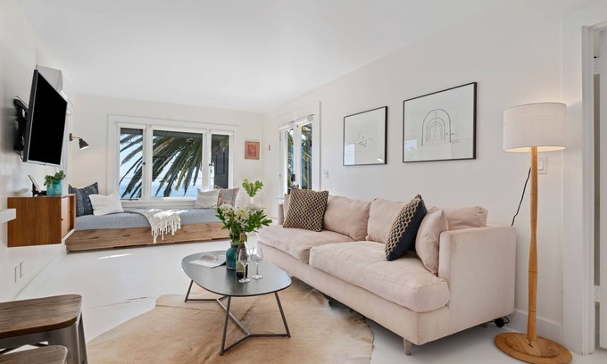Summerland Apartment | Summerland Beach Views, Relaxing Outdoor Patio, Elevated Interior Style