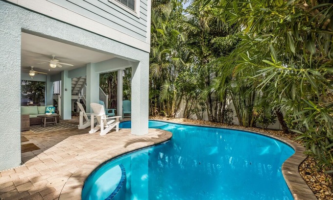 Holmes Beach House | Sunny Disposition: Private Heated Pool, Video/Board Games, 1 Block to the Gulf!