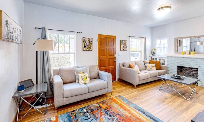 Blenman-Elm House | Sunny home with old-school charm, fireplace, grill, & covered patio - dogs ok