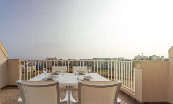 Qawra Apartment | Sunny Penthouse w/Terrace and Open Views