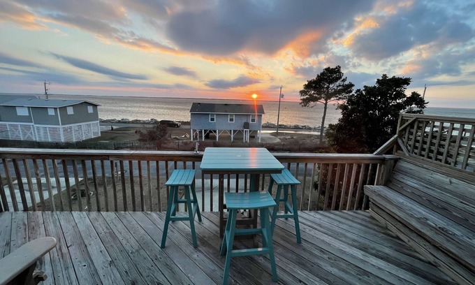 Nags Head House | Sunset Views of Roanoke Sound from Beach House.