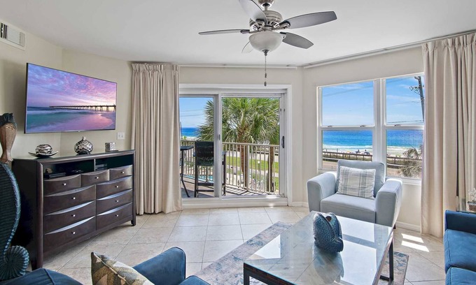 Miramar Beach Condo | Sunshine Daydream - Gulf-Front Pet-Friendly 2BR at Maravilla w/Beach Service