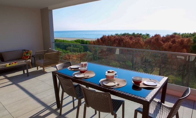 Argeles Plage Apartment | SUPERB T3-70m2- ON THE BEACH -CLIMATE- 30m2 TERRACE- WIFI-