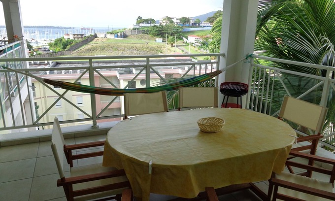 Le Marin Apartment | Superb view - meals facing the sea and marina - very quiet spacious apartment