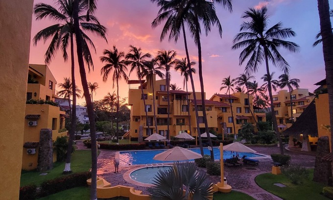 Club Santiago Apartment | Sweet family spot, pool & mountain view decks, 5 min walk to beach.