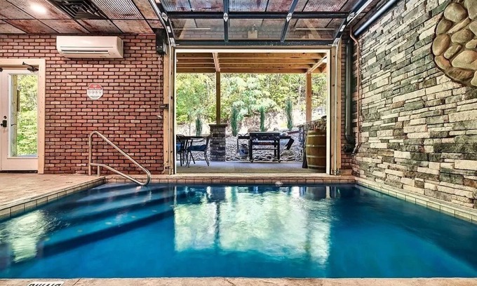 Sevierville Cabin | Sweet November Cabin~Indoor Salt Pool-Fireplaces-Hot Tub-Copper Tubs-EV Charger