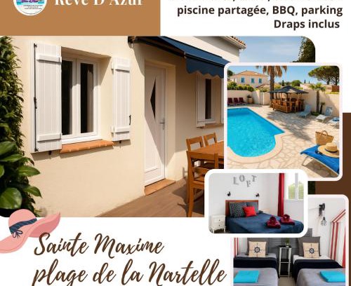 La Nartelle House | T3 35m2 plage de la Nartelle, piscine partagée, BBQ, parking, Wifi, 2 chambres 2 salles de bain, résidence le Rêve D'Azur