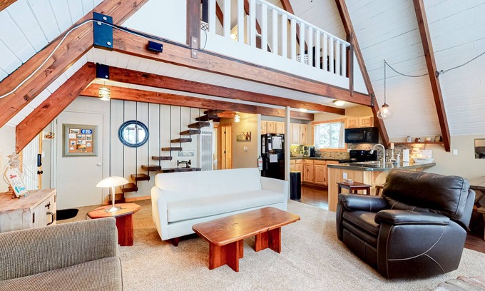 Mountain View Estates House | Tahoe retreat with private hot tub, wood stove, deck, & grill