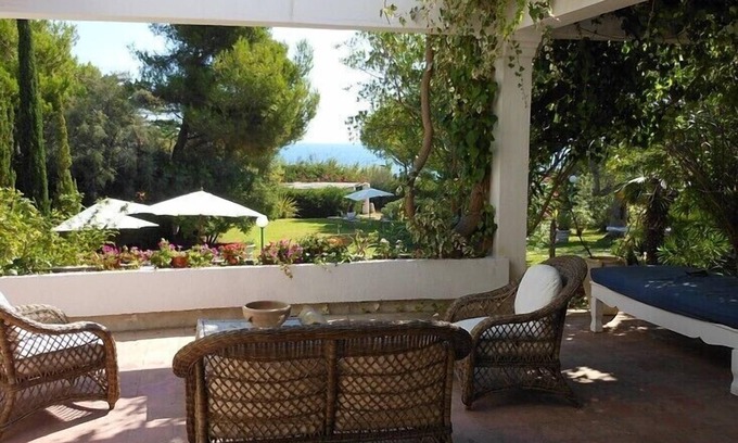 Otranto Villa | Terrace on the sea: Otranto, Seafront Villa-private beach access and rocks.