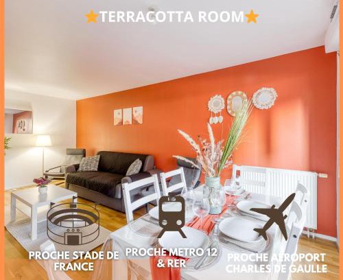 Saint-Denis Apartment | Terracotta Room - Proche Stade de France & CDG & Paris