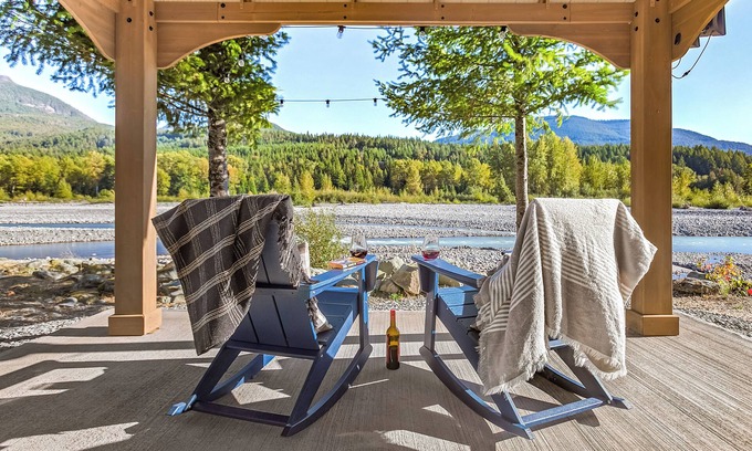 Packwood Cabin | Th River House- Riverfront cabin with hot tub, fire pit and gazebo- New Owner