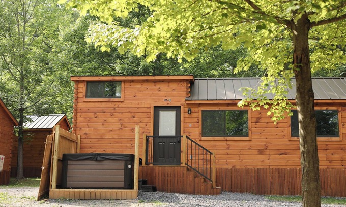 Mingoville Cabin | The Bellefonte Campground presents: Tiny Home | 2 Bedroom with HOT TUB