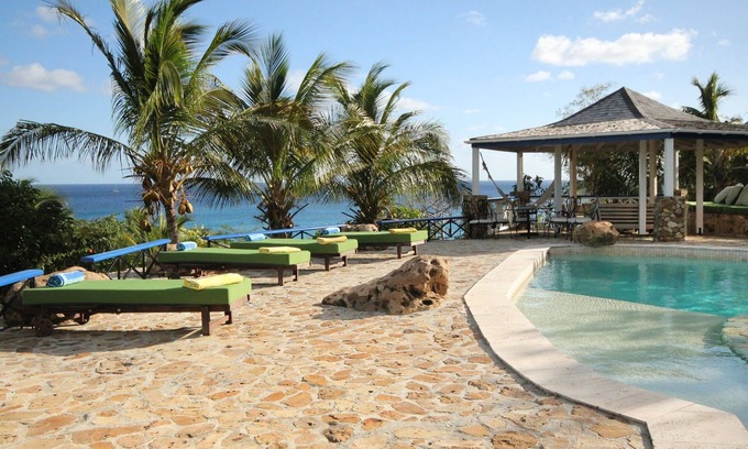 Falmouth Harbour Villa | The Carib House, Turtle Bay 5 room villa, pool, views, beach, English Harbour no