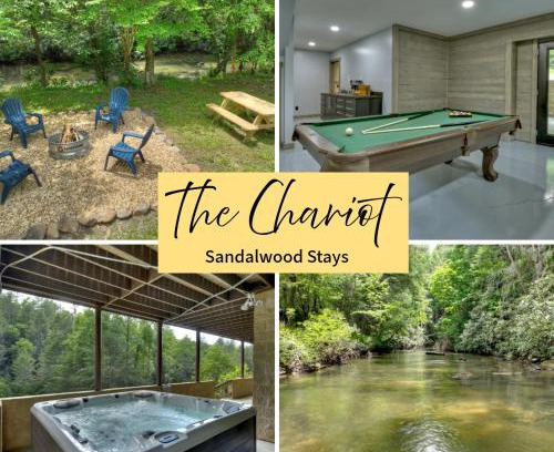 Blue Ridge House | The Chariot - Creek Front with HotTub, Fire Pits, Billiards, EV Charger - Sandalwood Stays