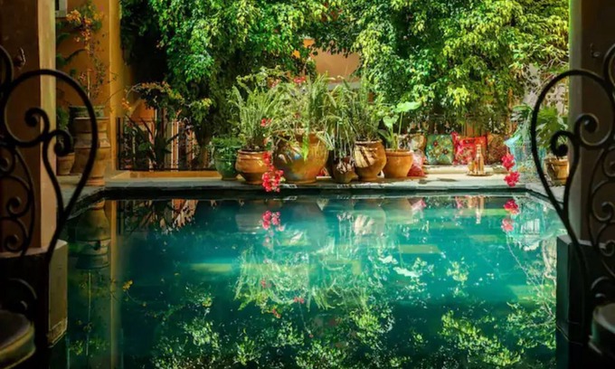 Bab Doukkala House | The Chefchouen Room: Private Patio: Riad Roxanne