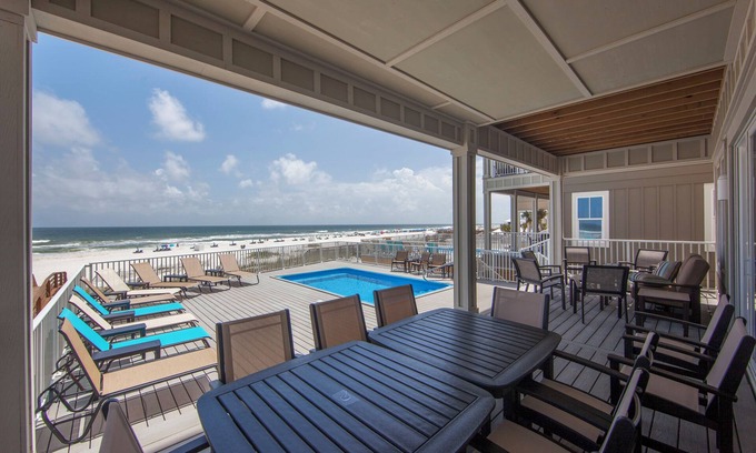 Orange Beach House | The Emerald. 12BR 14BA Luxury Beachfront Home. Elevator. Very nice. Pool. More.