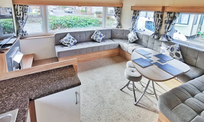 Aberystwyth House | The Gold Plus 2 caravan is 12ft wide with one double and one twin.