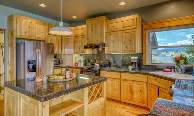 Lake Hatcher Park House | The House on the Point: Lakefront Home with Private Dock, Fireplace, Mountain Views, and 2 Garages!